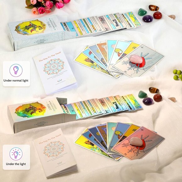 Rainbow Tarot Cards Decks, Tarot Card and Book Sets for Beginners, Holographic T - Picture 4 of 6